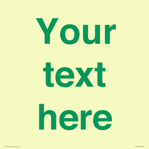 Custom blank information sign. Green text, plain background